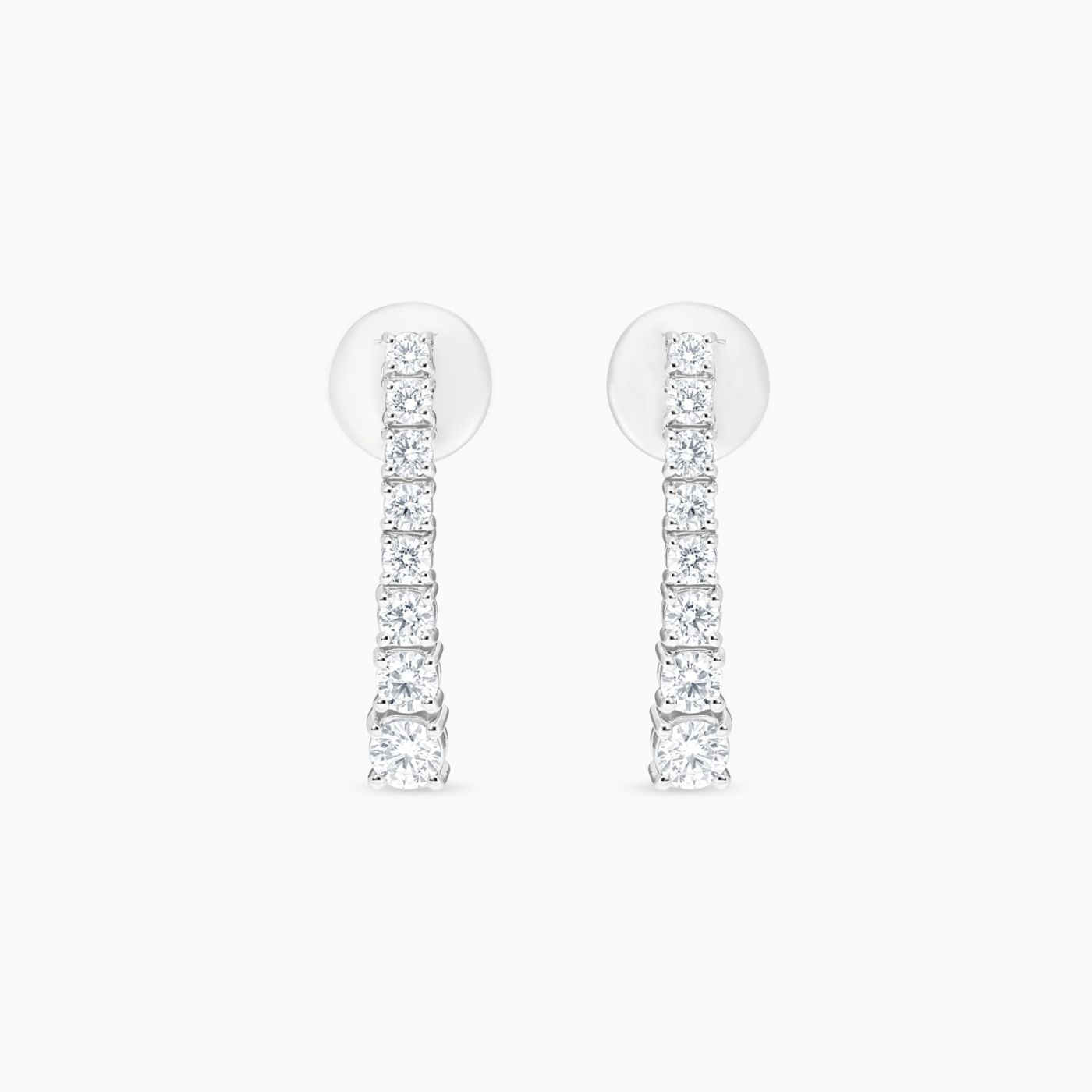 Pendientes rivière de oro blanco con diamantes en degradé