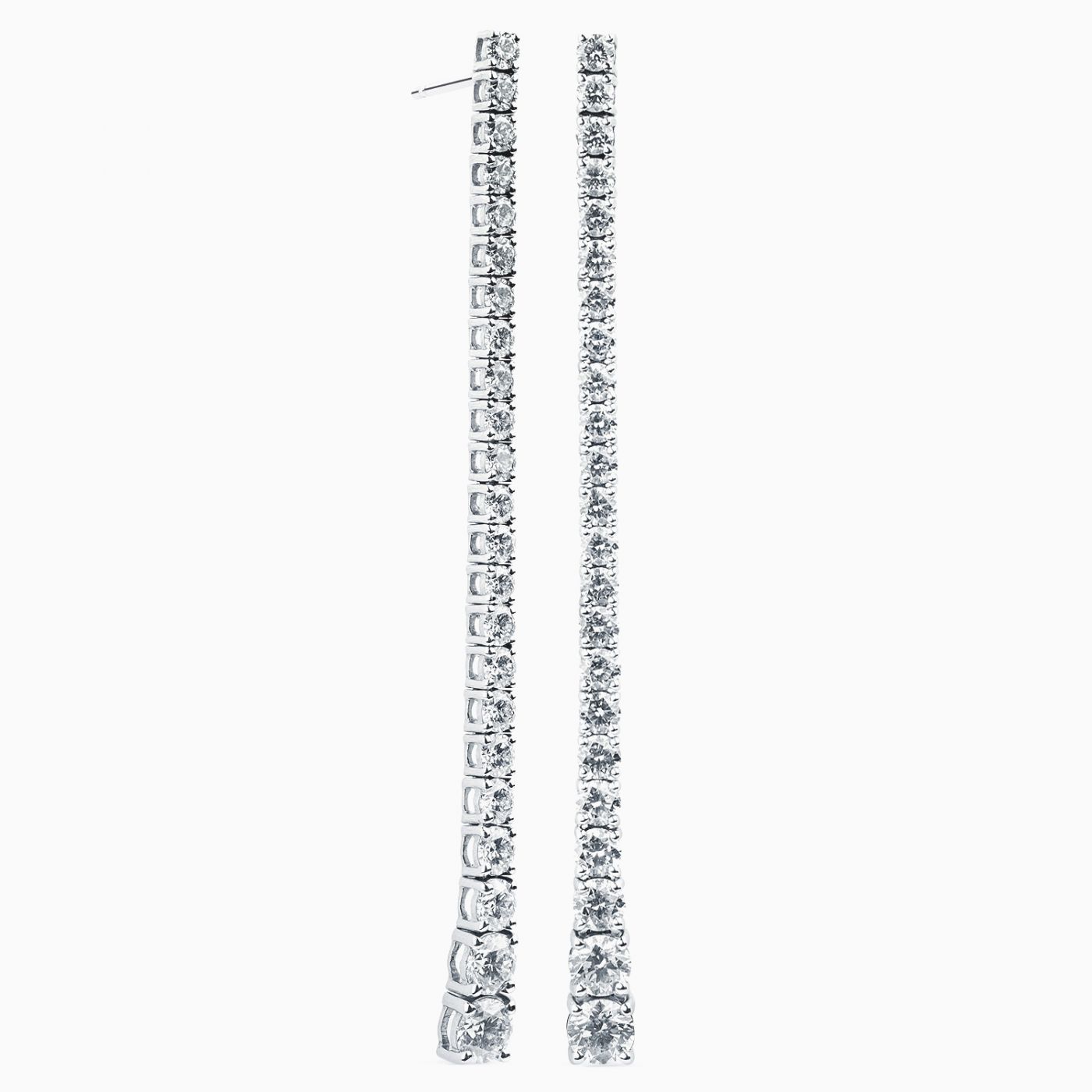 Pendientes rivière largos de oro blanco con diamantes en degradé