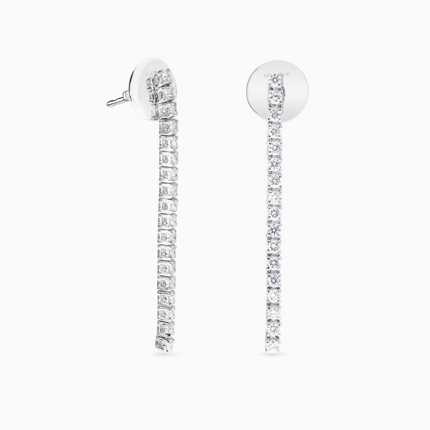 Pendientes rivière largos de oro blanco con diamantes