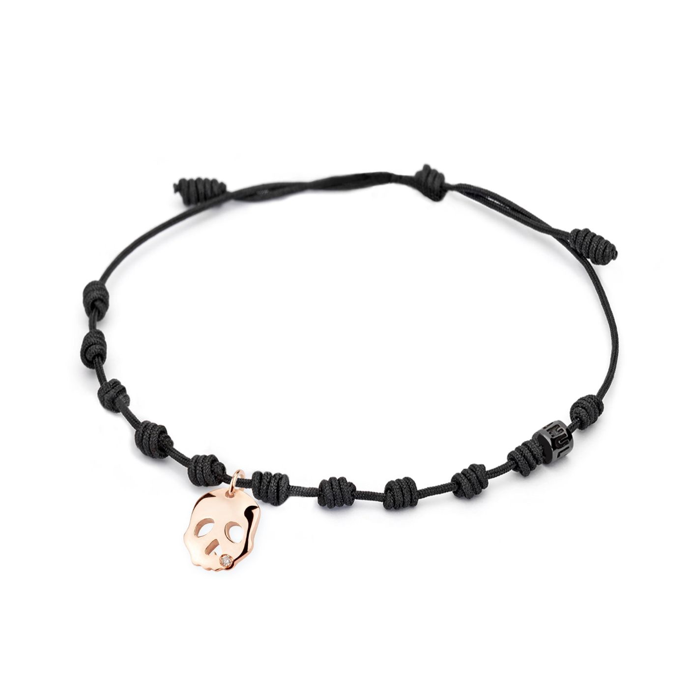 Skull rose gold charm bracelet