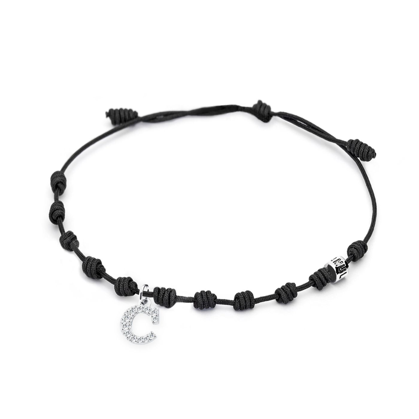 Pulsera de hilo con charm con forma inicial C de diamantes