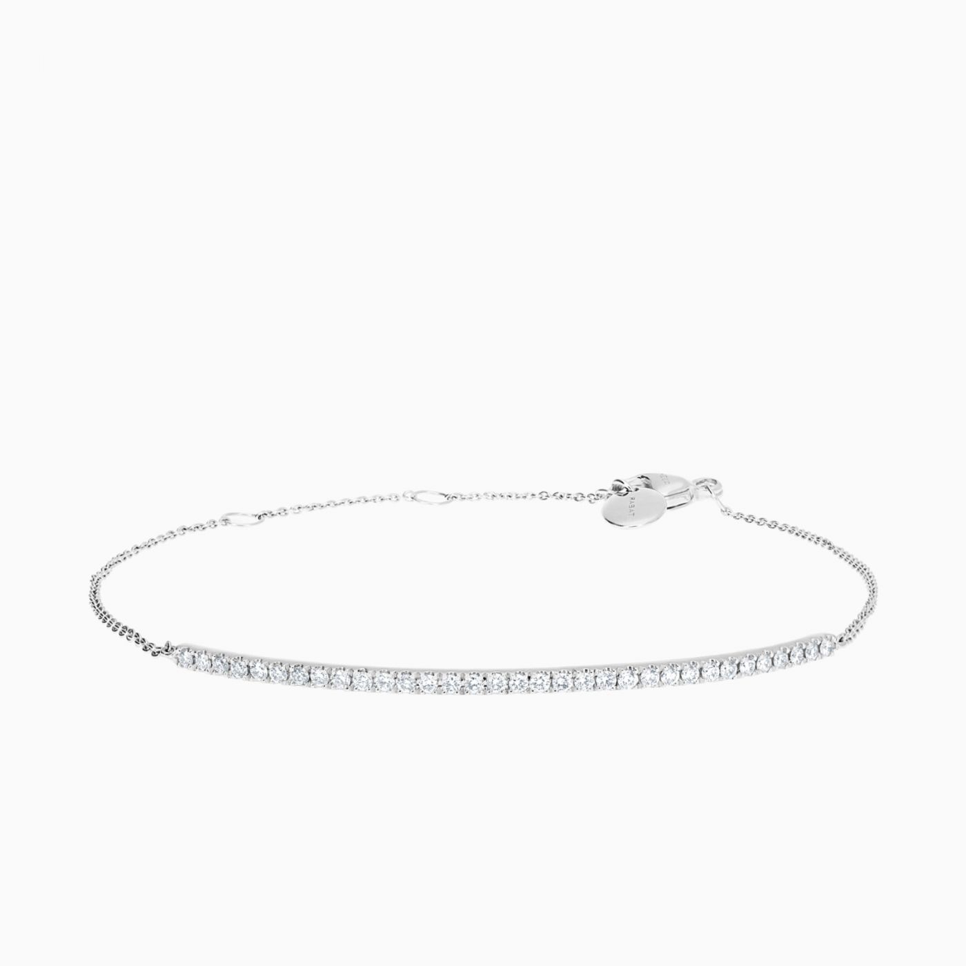 White gold rivière chain bracelet with diamonds