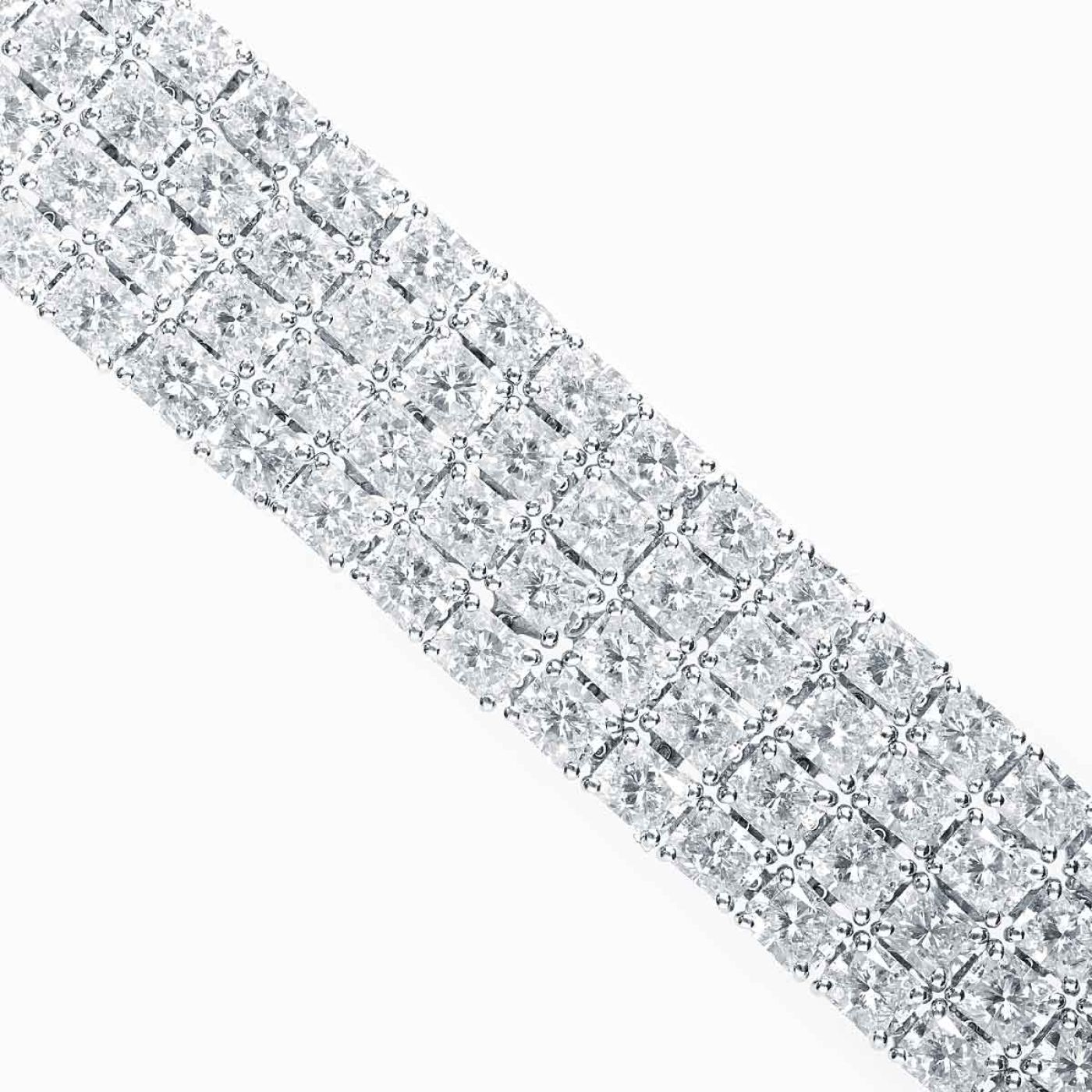 Pulsera riviere de cuatro filas de oro blanco con diamantes