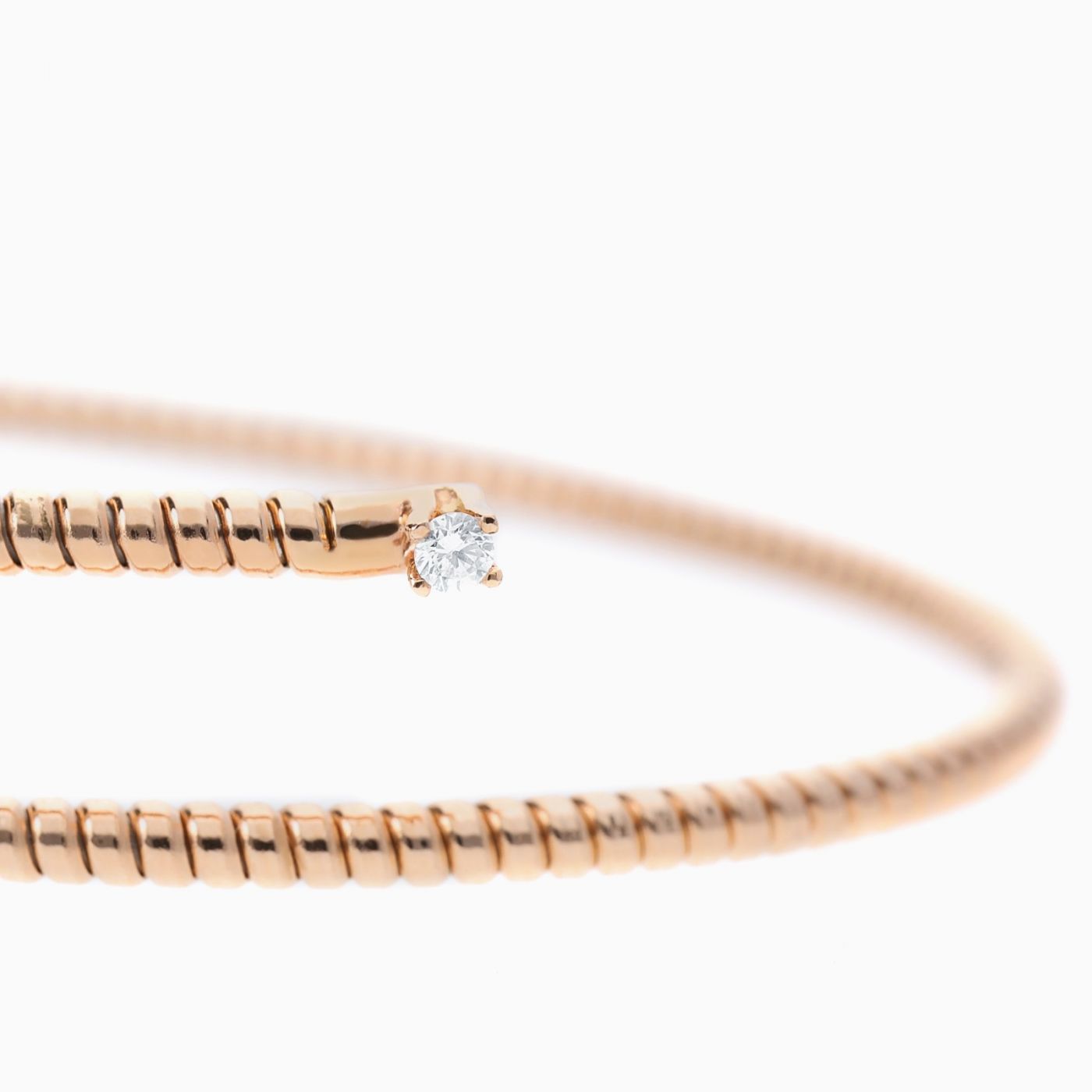 Pulsera tubogas de oro rosa con diamantes 