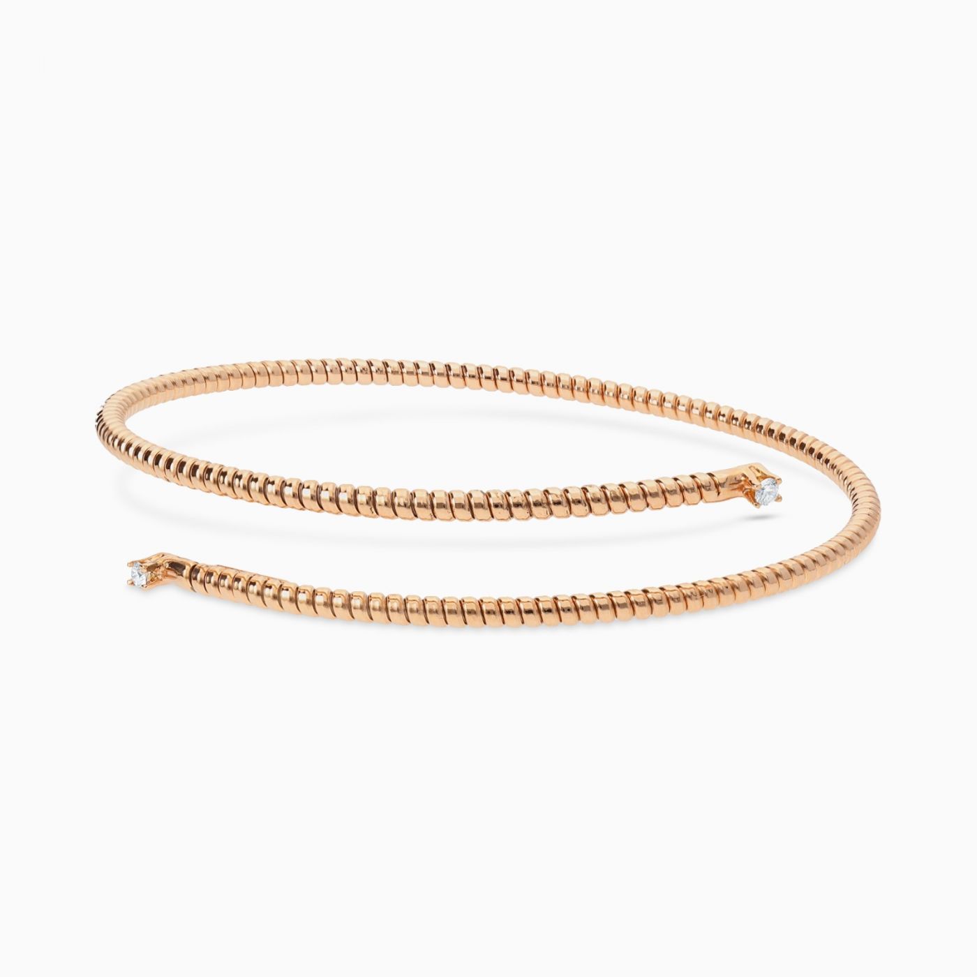 Pulsera tubogas de oro rosa con diamantes 
