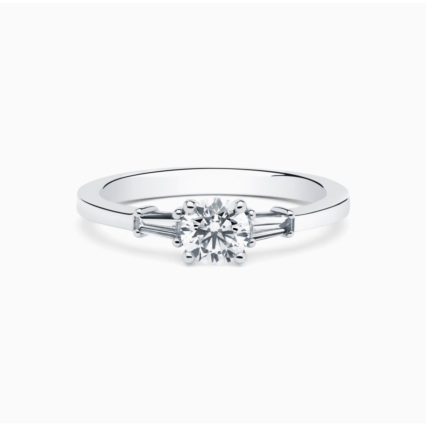 White gold triple engagement ring with a central diamond and side diamonds RABAT Poetic