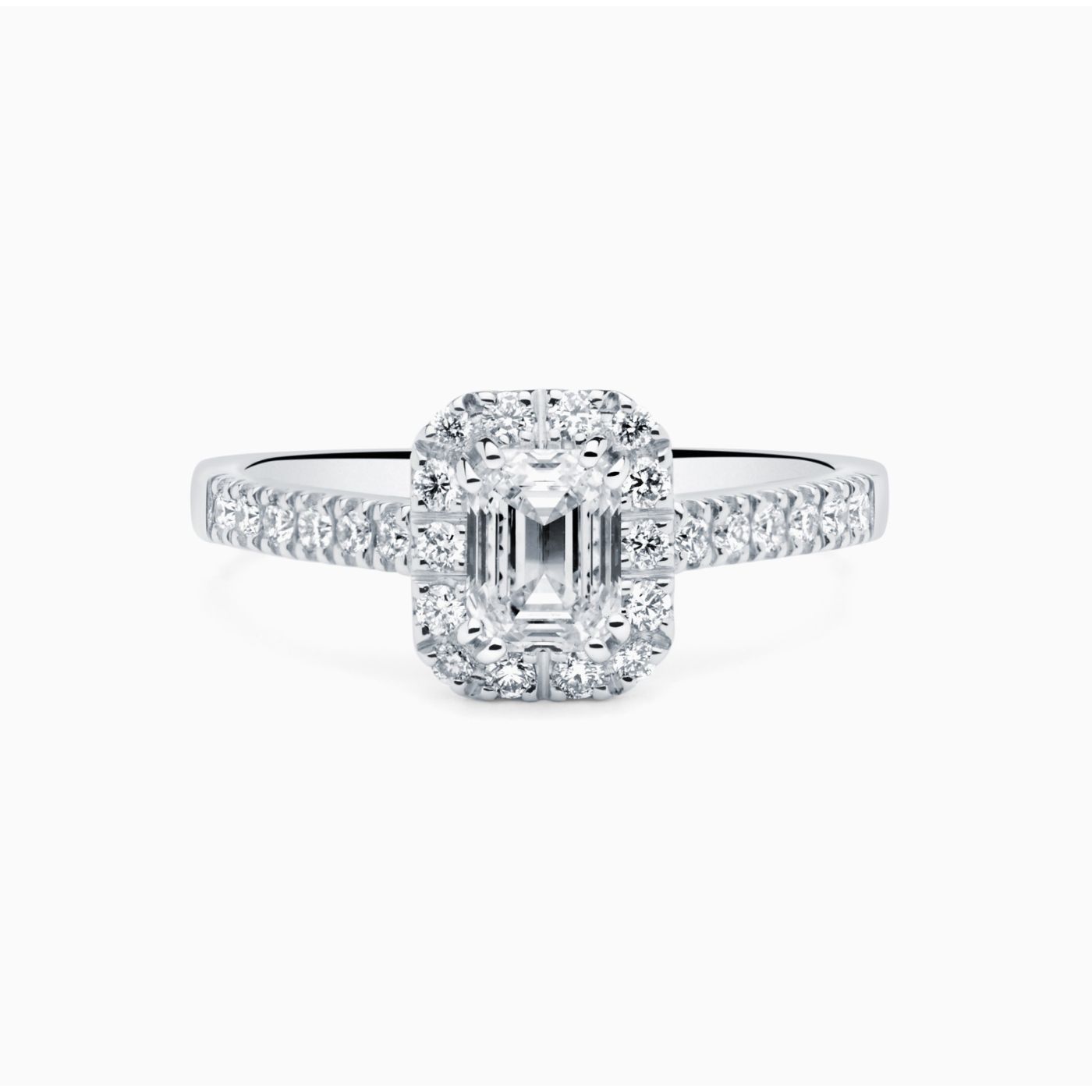 White gold engagement ring with central diamond