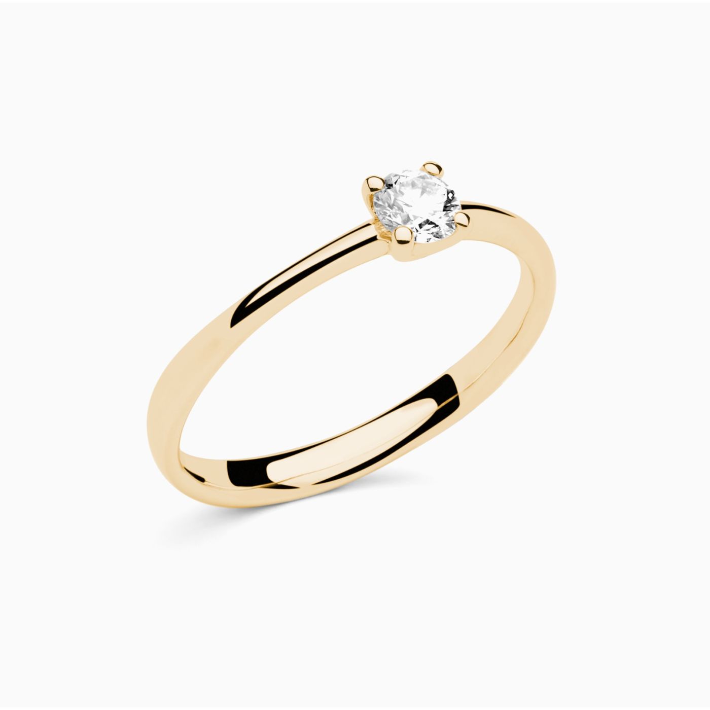 Yellow gold engagement ring with central diamond 