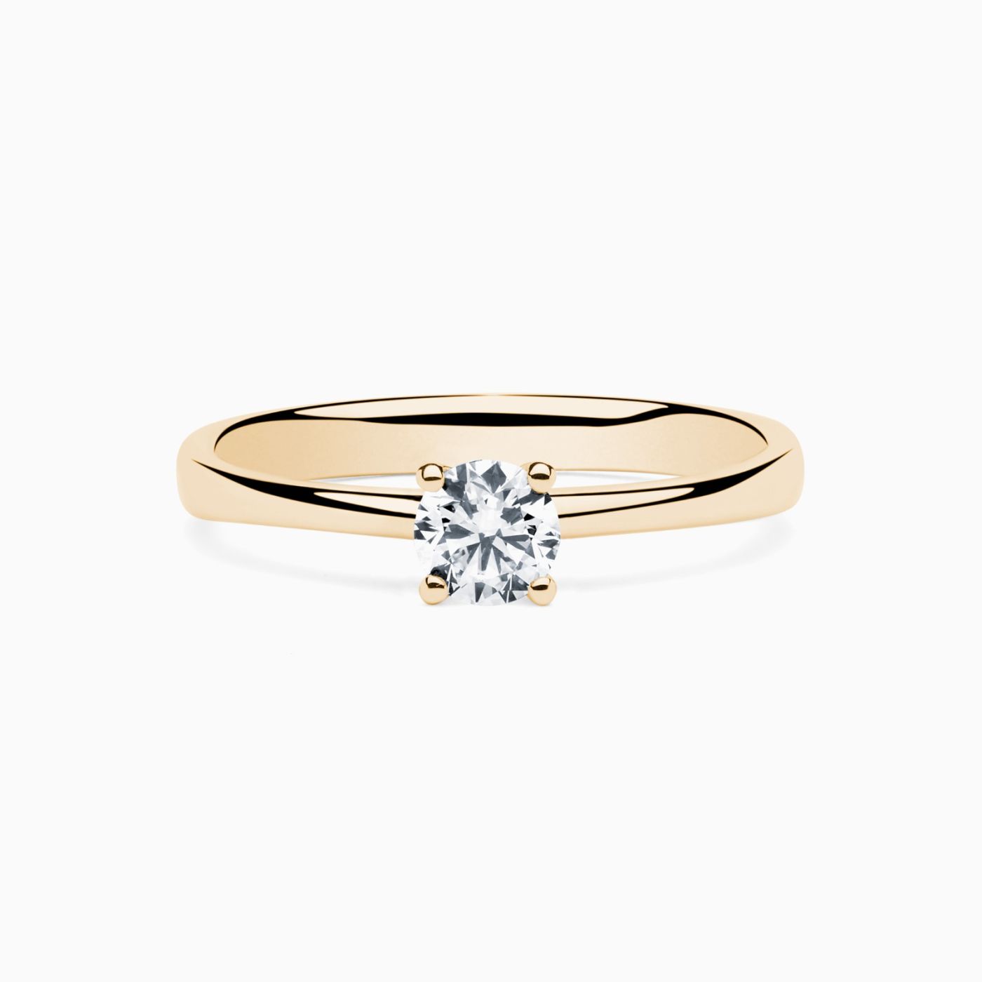 Yellow gold engagement ring with central diamond 