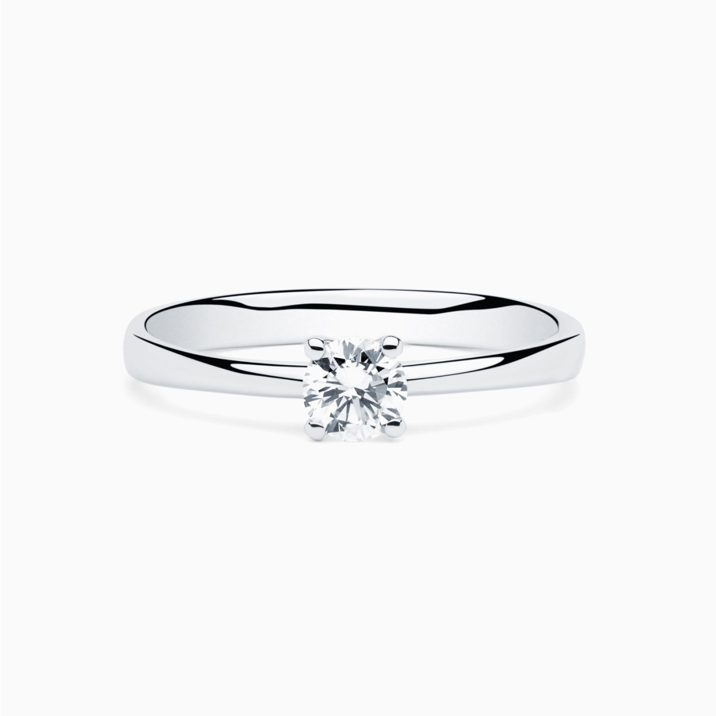 White gold engagement ring with central diamond