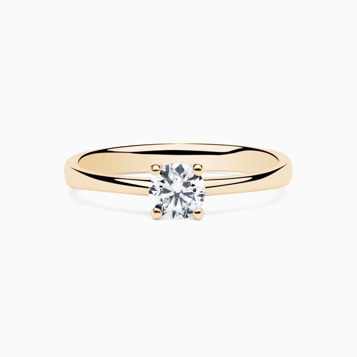 Yellow gold engagement ring with central diamond