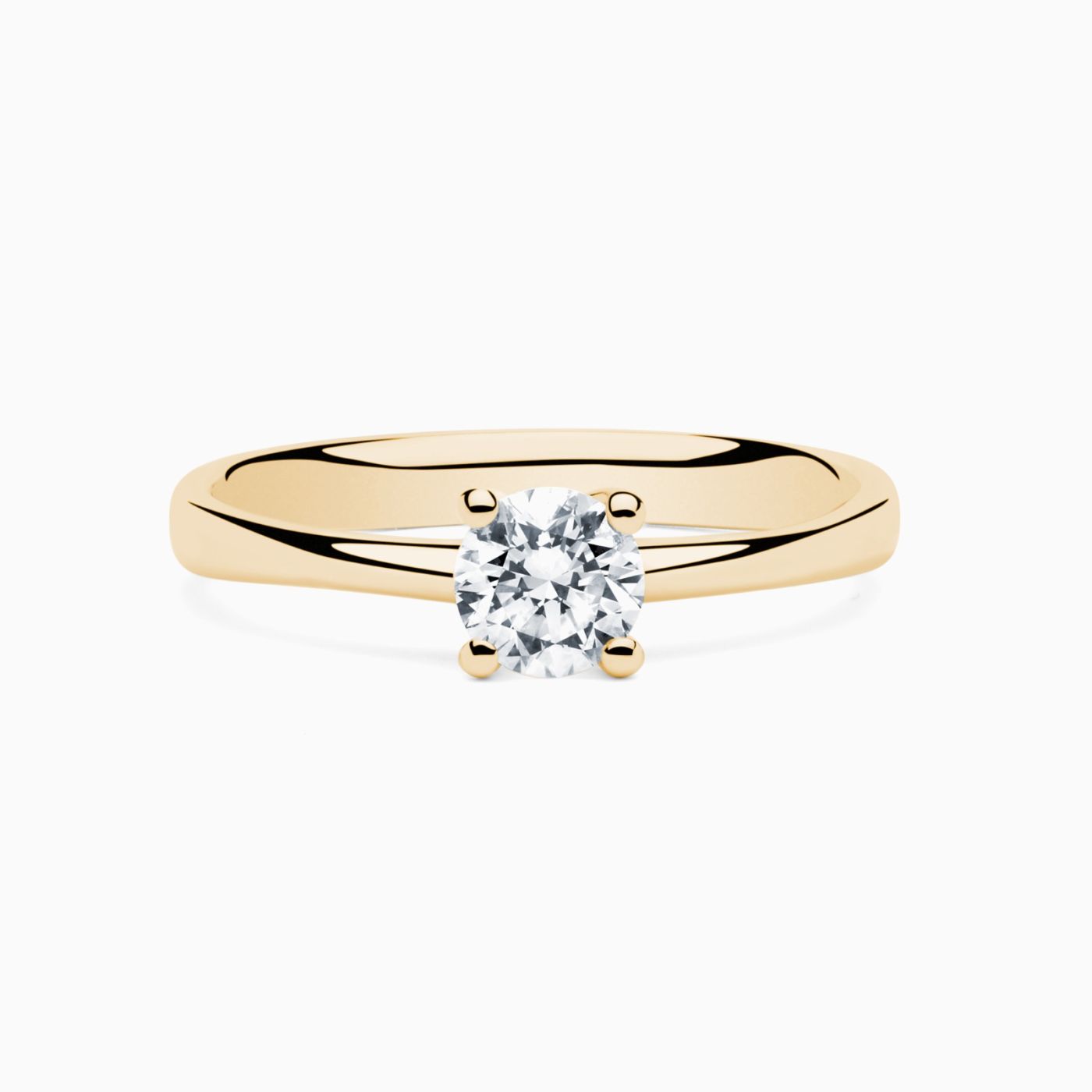 Yellow gold engagement ring with central diamond