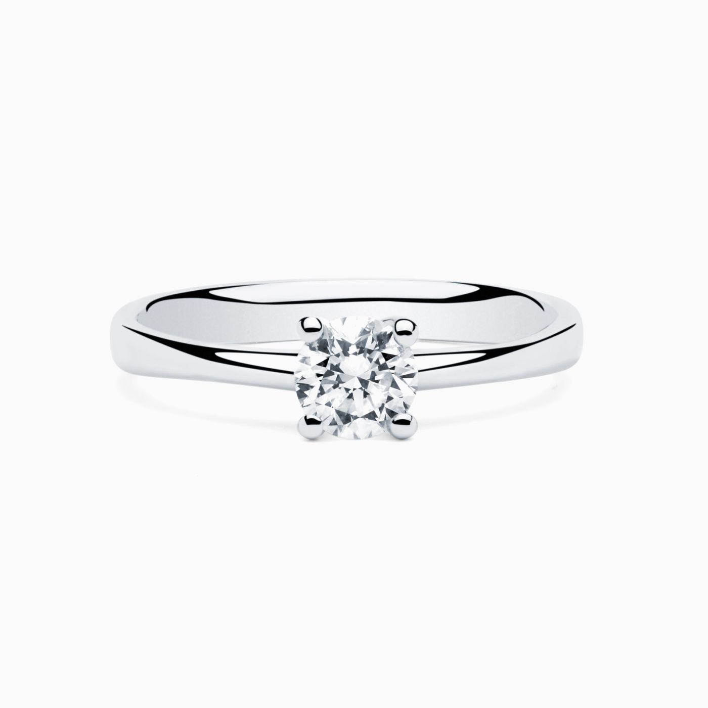 Anillo solitario de compromiso de oro blanco con diamante central