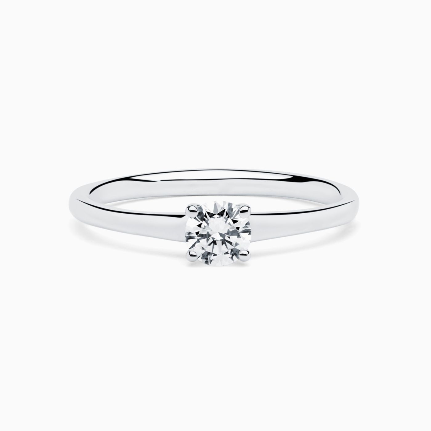White gold engagement ring with central diamond