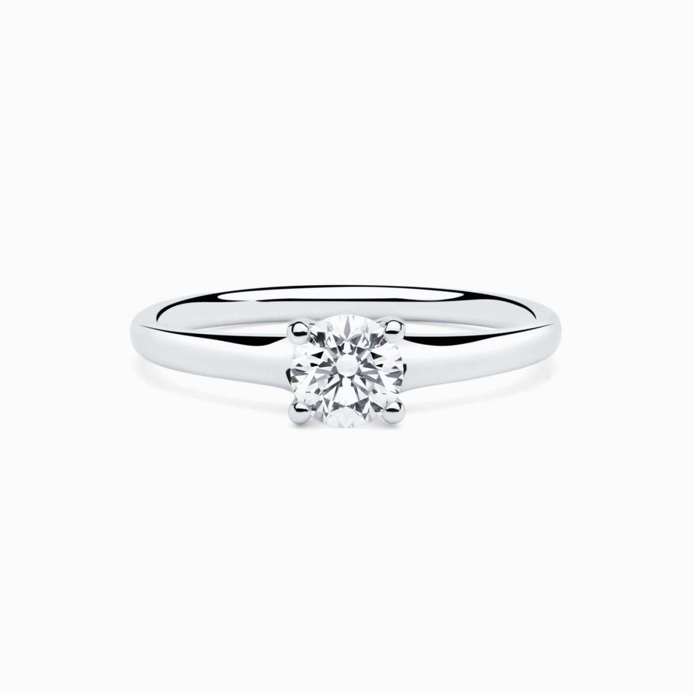 White gold engagement ring with central diamond