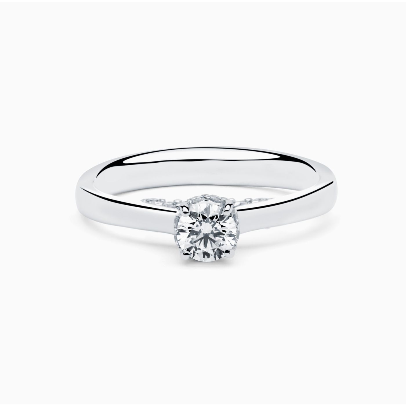 White gold engagement ring with central diamond