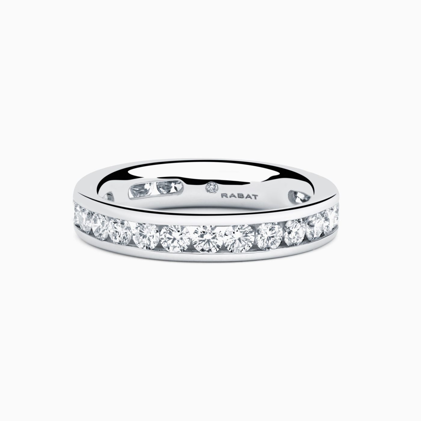 White gold wedding band with diamonds