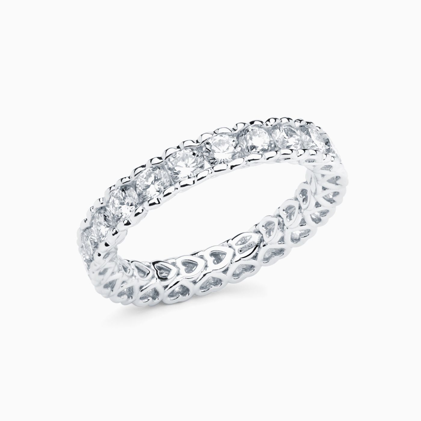 White gold wedding ring with diamonds