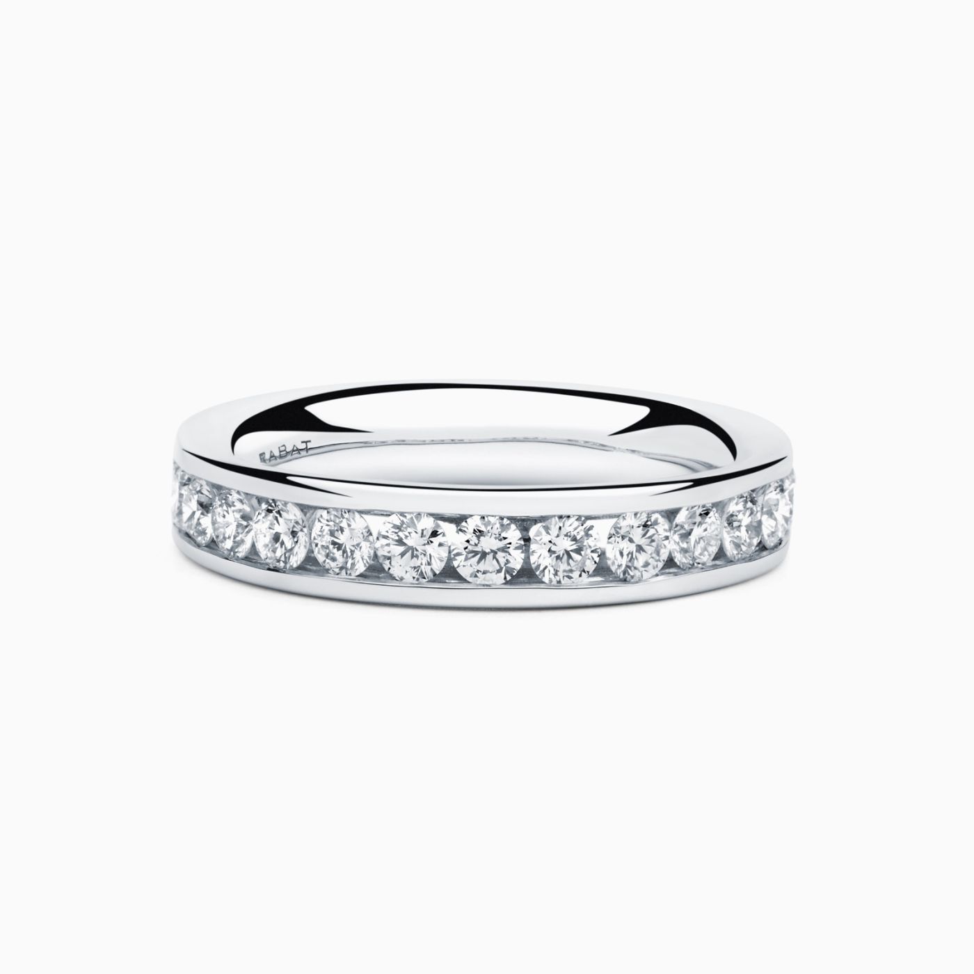 White gold half wedding band with diamonds
