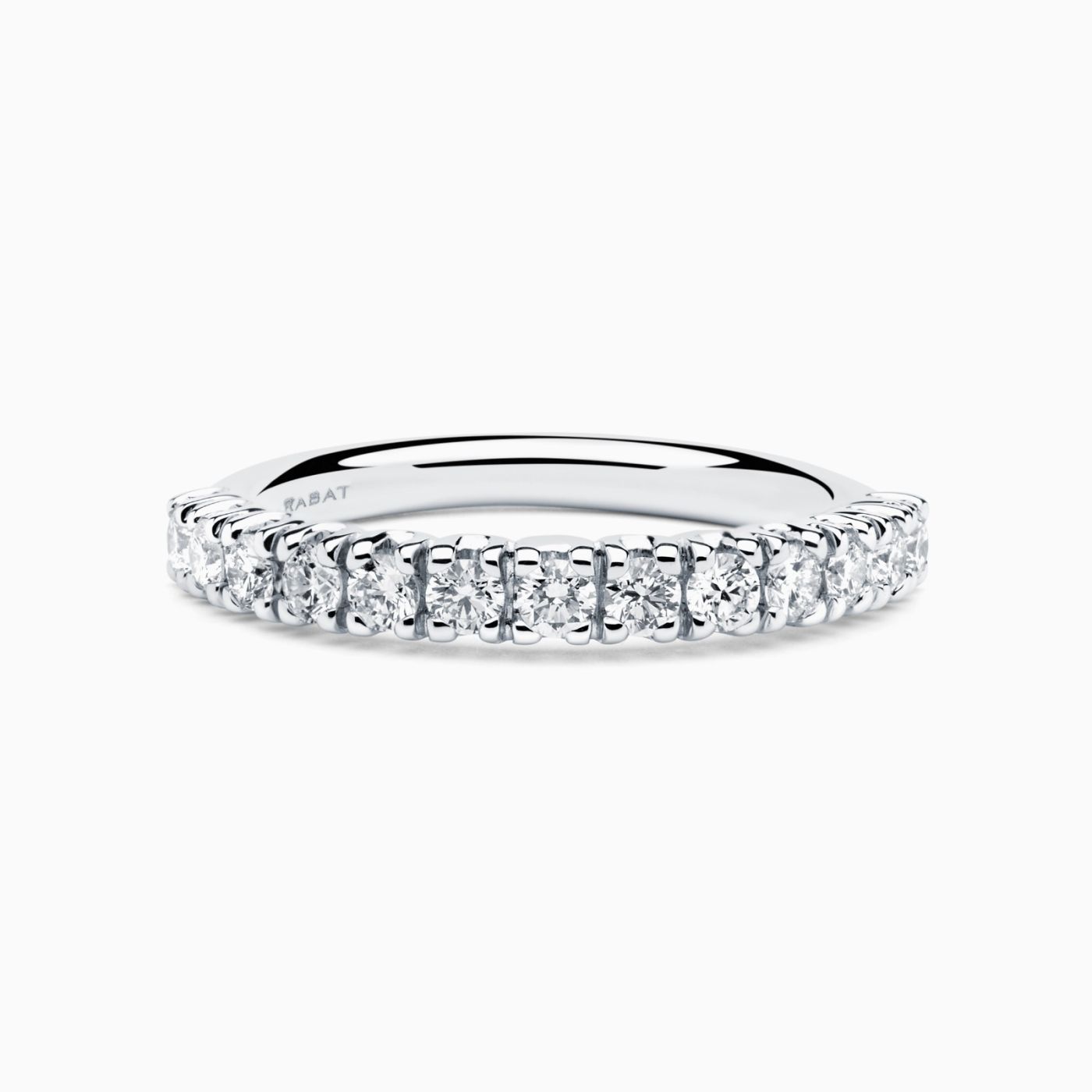 White gold half wedding ring with diamonds