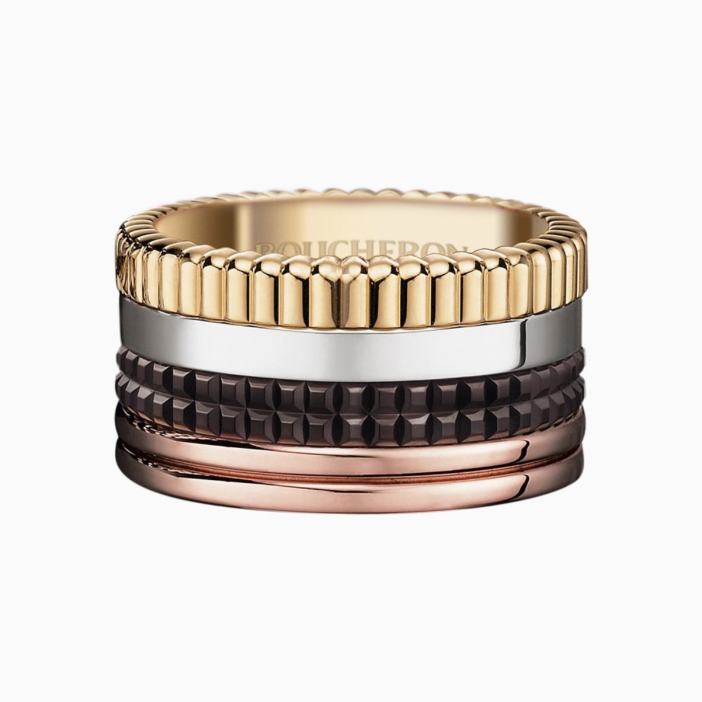 Anillo Boucheron Quatre de oro rosa, blanco y amarillo combinados