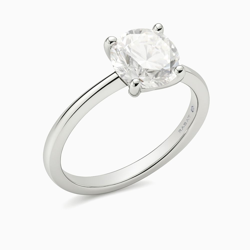 Anillo solitario de compromiso en platino con diamante central de talla brillante RABAT Always U en Joyería RABAT