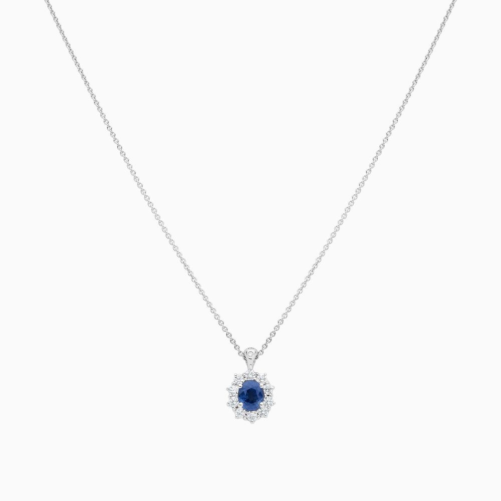 Sapphire pendant with diamonds