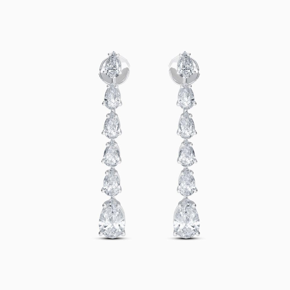 Pendientes rivière de oro blanco con diamantes en degradé talla pera