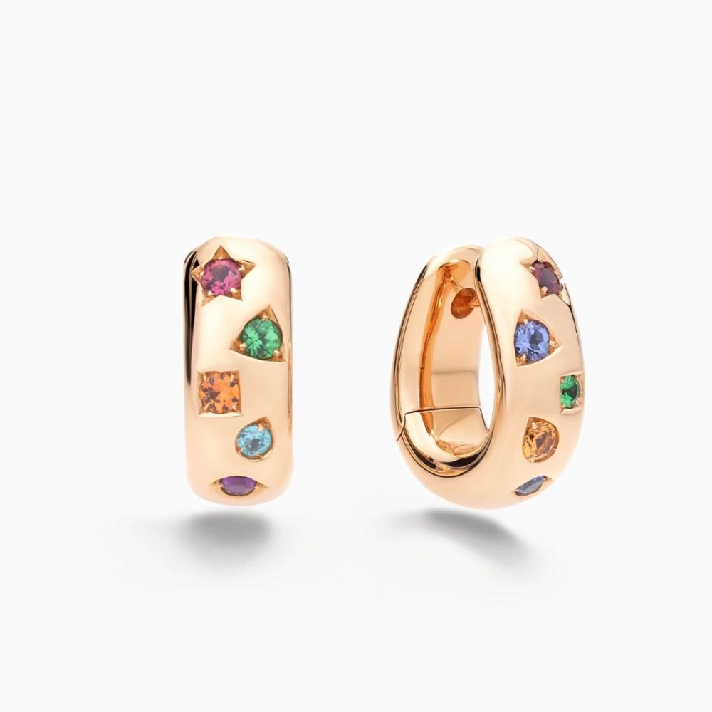 Pendientes de aro Iconica con gemas multicolor