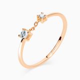 Rose gold chain open alliance ring with diamonds
