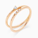 Rose gold double arm alliance ring with diamonds