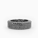 Anillo de oro blanco con pavé de diamantes negros