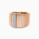 Anillo ancho tubogas de oro rosa con diamantes