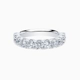 Anillo media alianza de compromiso de oro blanco con diamantes