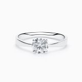 Anillo solitario de compromiso de oro blanco con diamante central