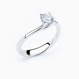 White gold solitaire engagement ring with central diamond