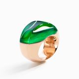 Vhernier aladdin ring in rose gold with green jade quartz crystal