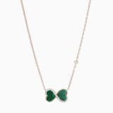 Colgante con símbolo infinito de oro rosa con malaquita talla corazón y diamantes