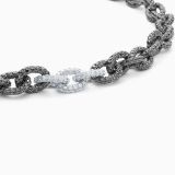 Collar de eslabones de oro con rodio negro con pavé de diamantes blancos y negros