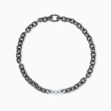 Collar de eslabones de oro con rodio negro con pavé de diamantes blancos y negros