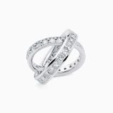 White gold crossover ring with diamonds