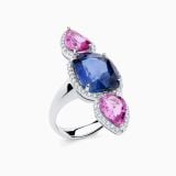 Colored Sapphires and Diamonds Ring 