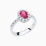 White gold with a ruby in the center solitaire ring