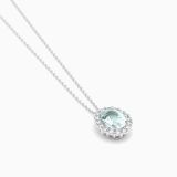 Aquamarine Pendant with Diamond Border 