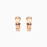 Pendientes de aro pequeños de oro rosa con tres diamantes