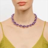 Yellow gold necklace with amethyst gems