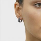 Pendientes de aro pequeño de oro blanco con pavé de diamantes negros