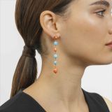 Rose gold earrings with coral and turquoise gems
