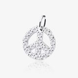 Charm con forma de símbolo de la paz de oro blanco con diamantes