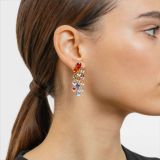 White gold earrings with colourful gems